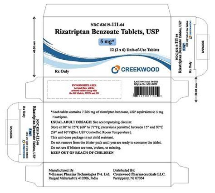 Is rizatriptan benzoate a narcotic?