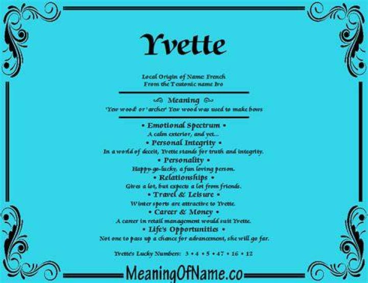 What does the name yvette mean?