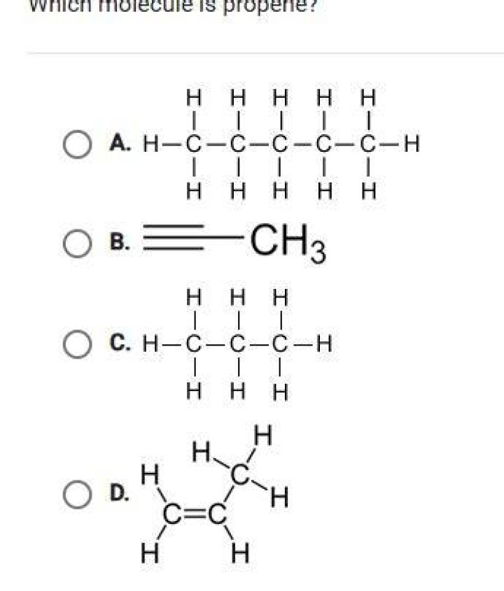 Which molecule is propene?